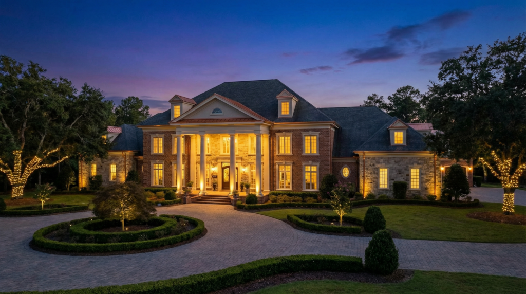 Builder reviewing framing plans and structural measurements on active custom home site, Construction crew coordinating active commercial building project with site plans in Maxton